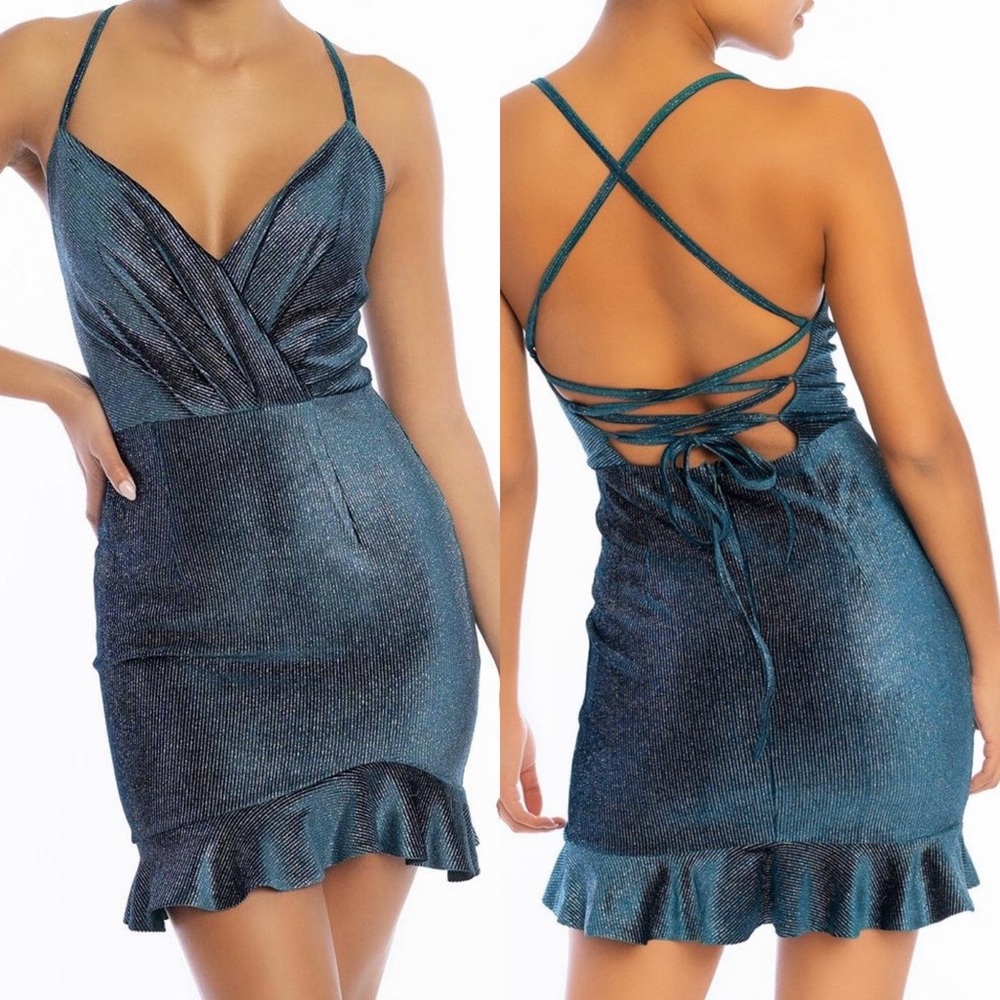 Emerald Green Shimmer Mini Dress